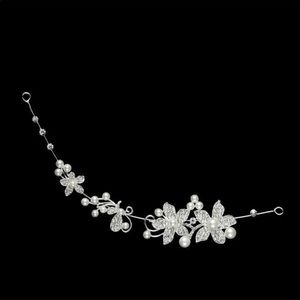 Bridal Hairpiece Silver Pearl Flower